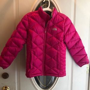 girls pink north face jacket